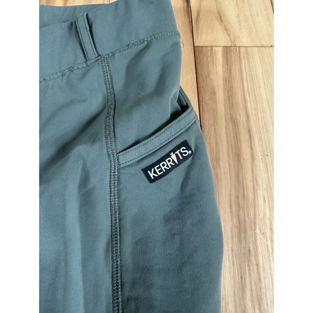 Kerrits Women's Large Green Riding Leggings Equestrian Grip Knee Pocket Pants